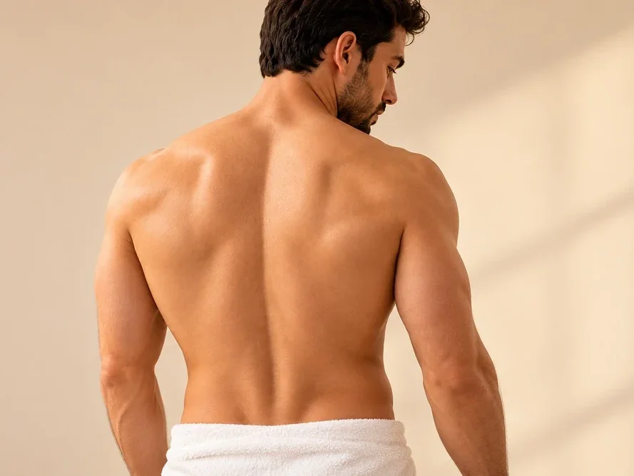 Imagem ilustrativa das costas masculinas sem pelos